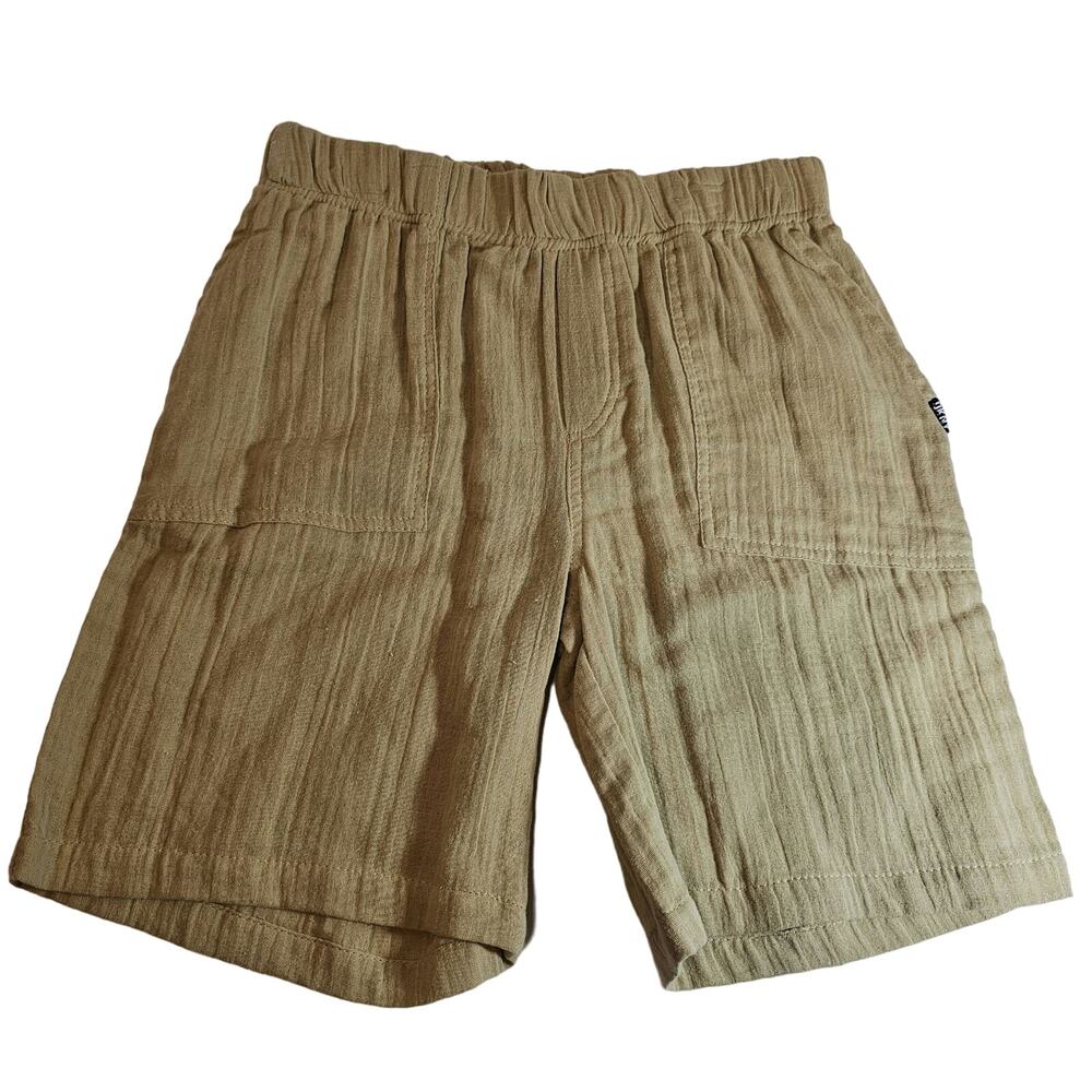 DKNY Kids Boys size 10 100% Slub Cotton 2 Pockets Lined Tan Shorts Pull On NWOT